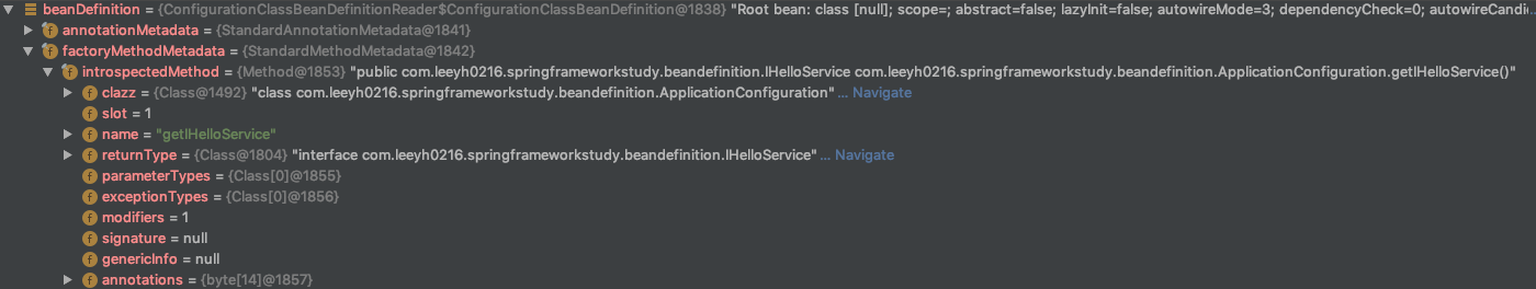 Factory Method Bean Definition